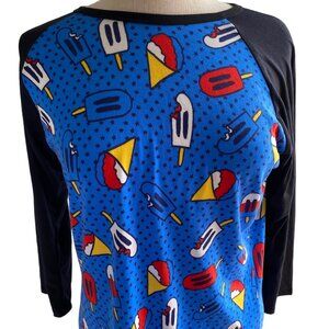 Lularoe Randy Print Shirt Top Women's Small Short Sleeve Popsicle Blue NEW